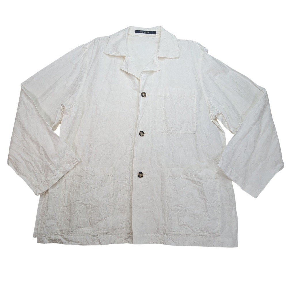 Sofie D'Hoore Chore Jacket Womens 36 White Linen Cotton Oversized Bulgaria